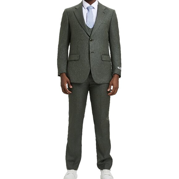 Olive Double Breasted Stacy Adams Men's Vest - Picture 5 of 5